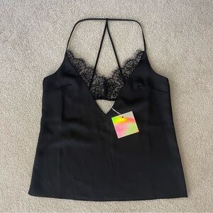 Black satin lace insert cami - Missguided NWT size 2